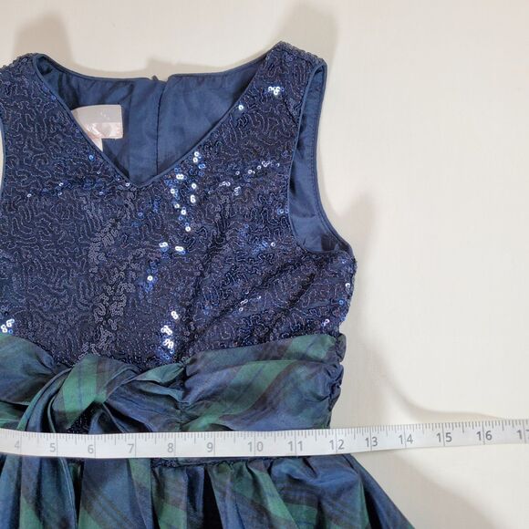 Pippa & Julie Girls Size 8 Blue Green Christmas Holiday Layered Party Dress - Picture 9 of 10